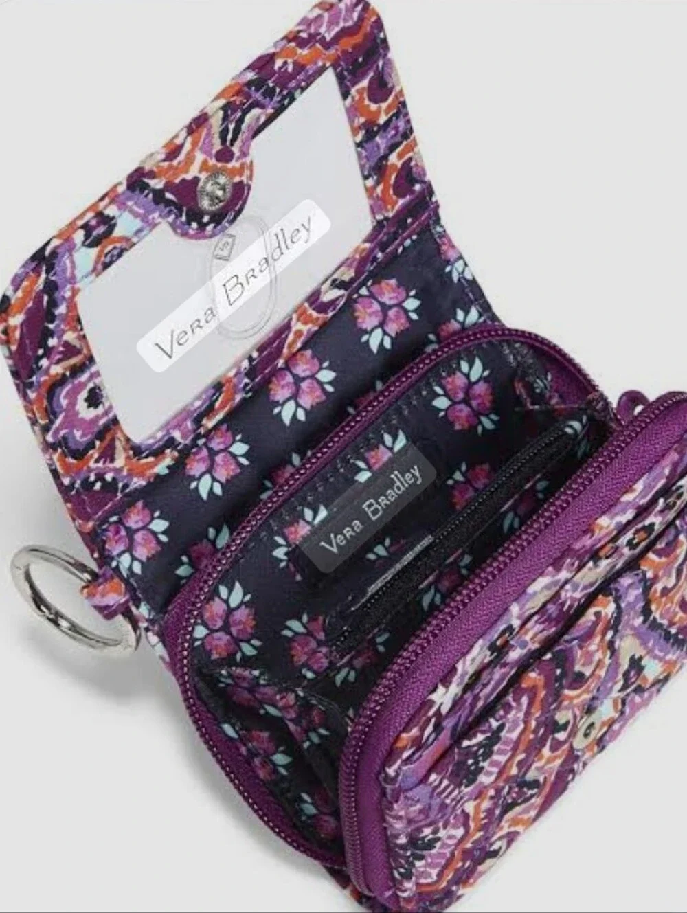 Vera Bradley RFID Retired Lilac Floral Medallion Quilted Wallet.